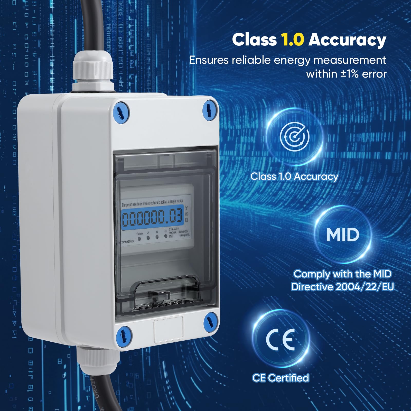 Medidor de electricidad digital móvil 16 A, 400 V, trifásico, con enchufe para tomacorriente