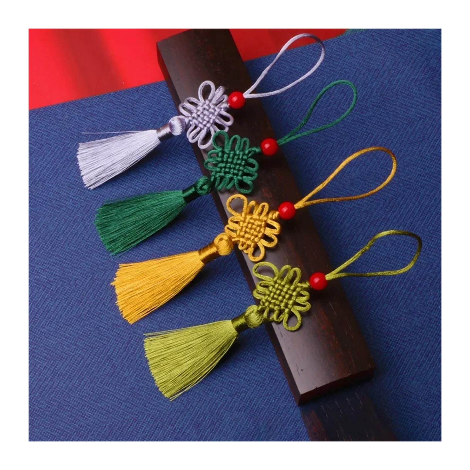 6/10 nappine in seta a forma di piccolo nodo cinese, 5 cm, per tende, fai da te, artigianato, regali, gioielli, decorazione (verde scuro, 6 pezzi)