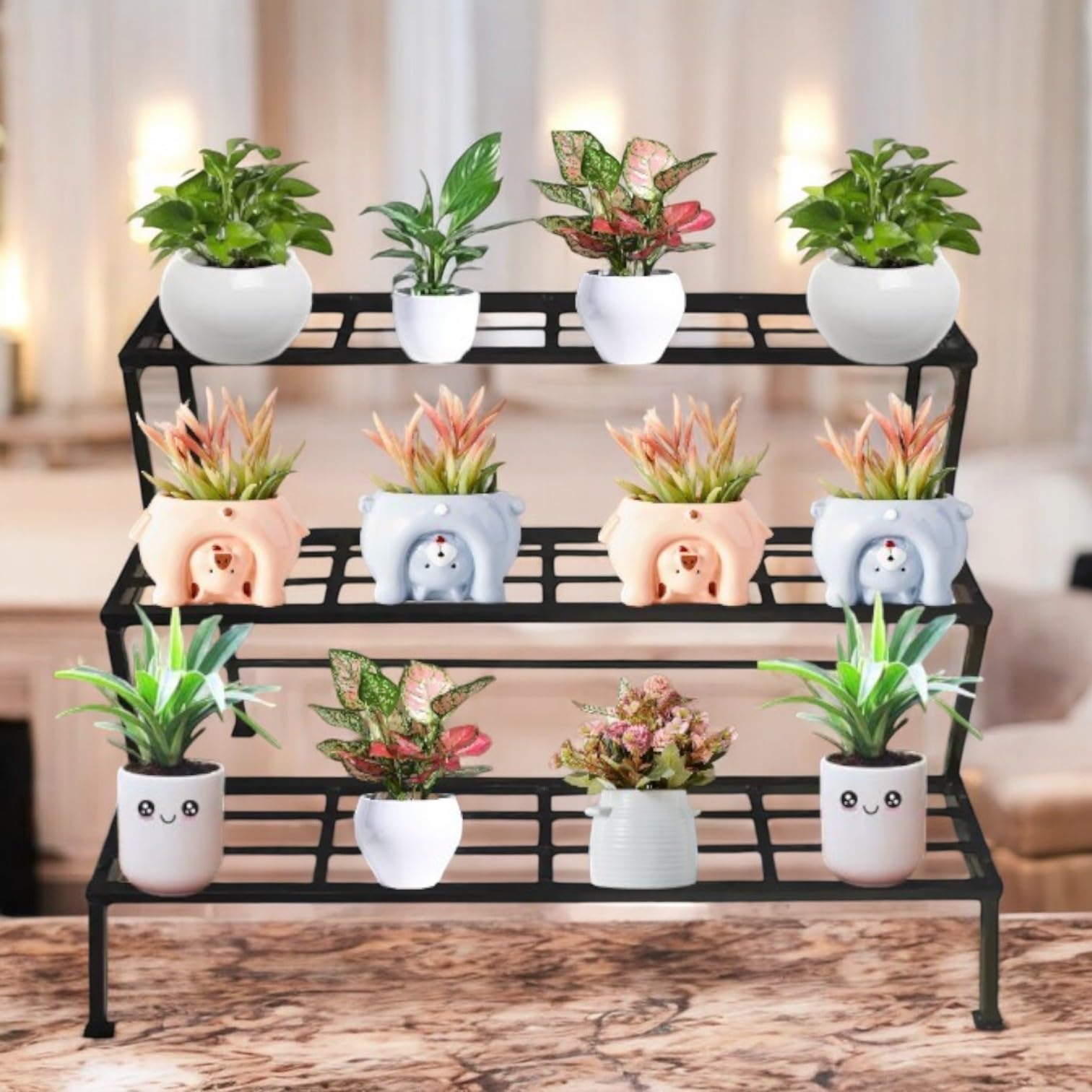 Stomata Gardens Metal Indoor Outdoor Planter Stand, 3 Tier Shelf, Flower Pot Rack for Home Garden Balcony, Black, (Assembly required) (B0DGQJM8NX) Amazon Price History, Amazon Price Tracker