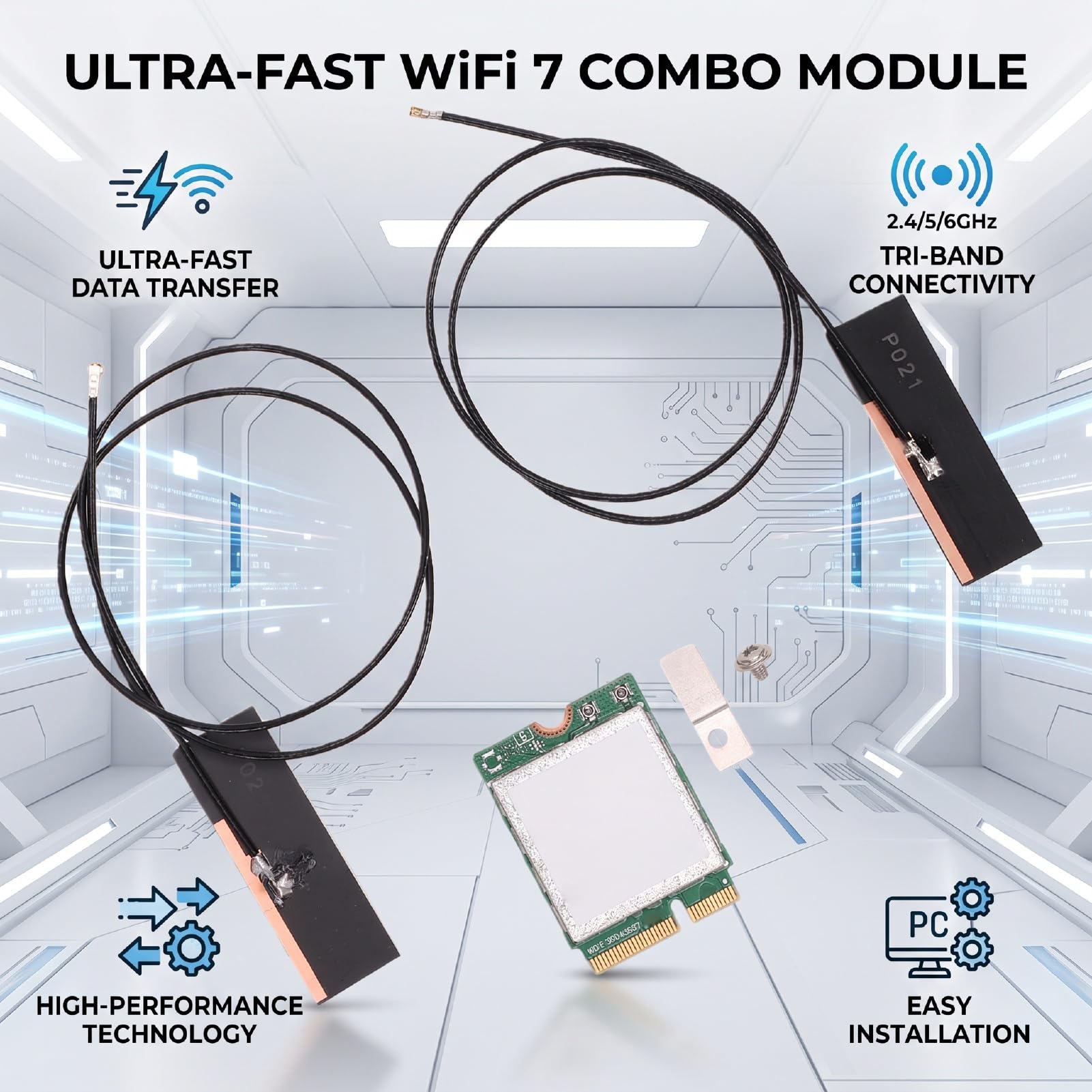 GOWENIC WiFi 7 Bluetooth, Modulo Combinato Tri Band, 5,8 Gbps M.2
