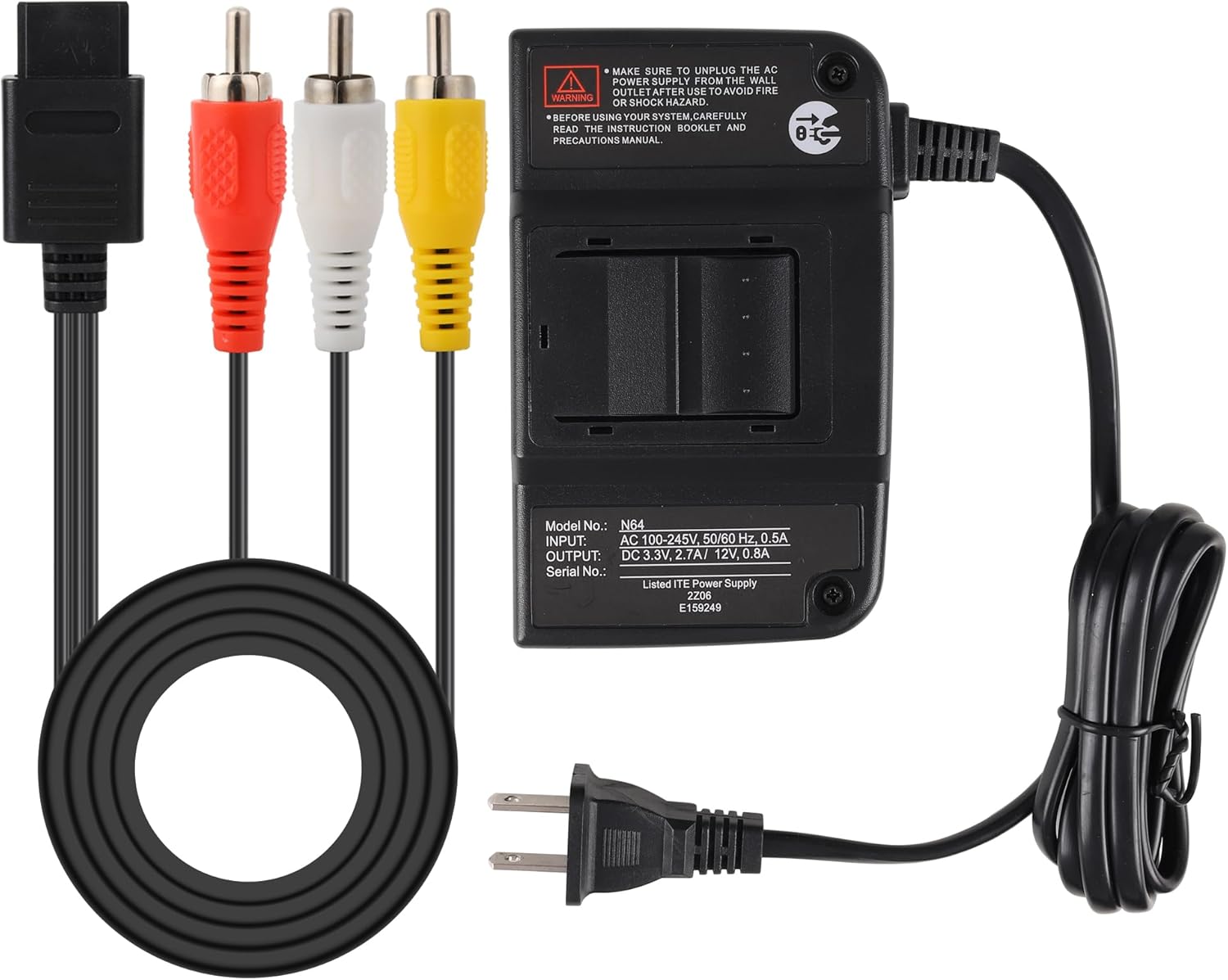 CUENSTOP N64 Power Supply, AC Power Cord and AV Cable for