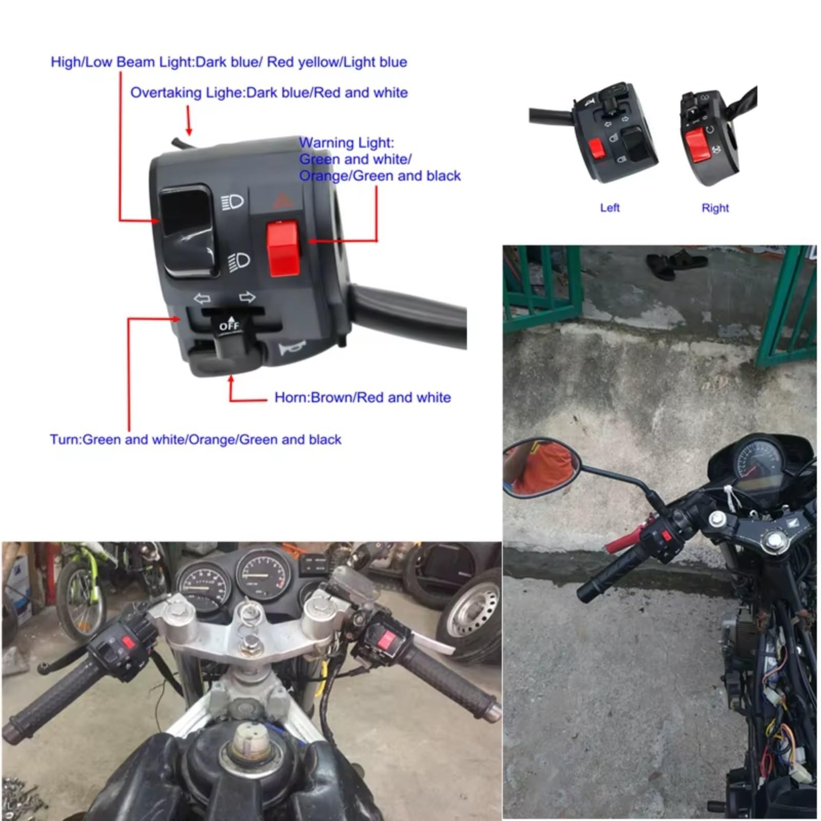 Interruttore a pulsante clacson per moto Indicatore di direzione universale Controller per manubrio elettrico per fendinebbia Comando Manubrio(1Left)