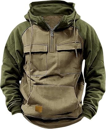 Tactical Hoodies for Men Quarter Zip Sweatshirt Cargo Pullover Hoodies Fashion Outdoor Tactical Shirts for Workout Gym