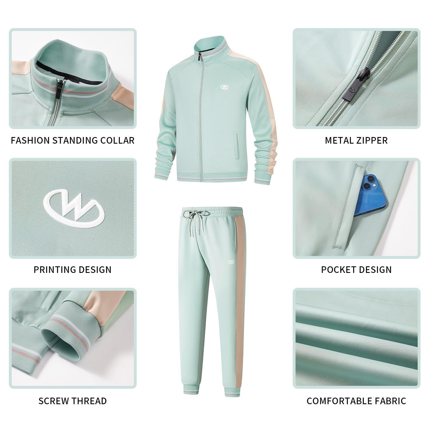 Casual Trainingsanzüge Langarm Jogging Anzüge Sweatsuit Sets Trainingsjacken und Hosen 2 Stück Outfit