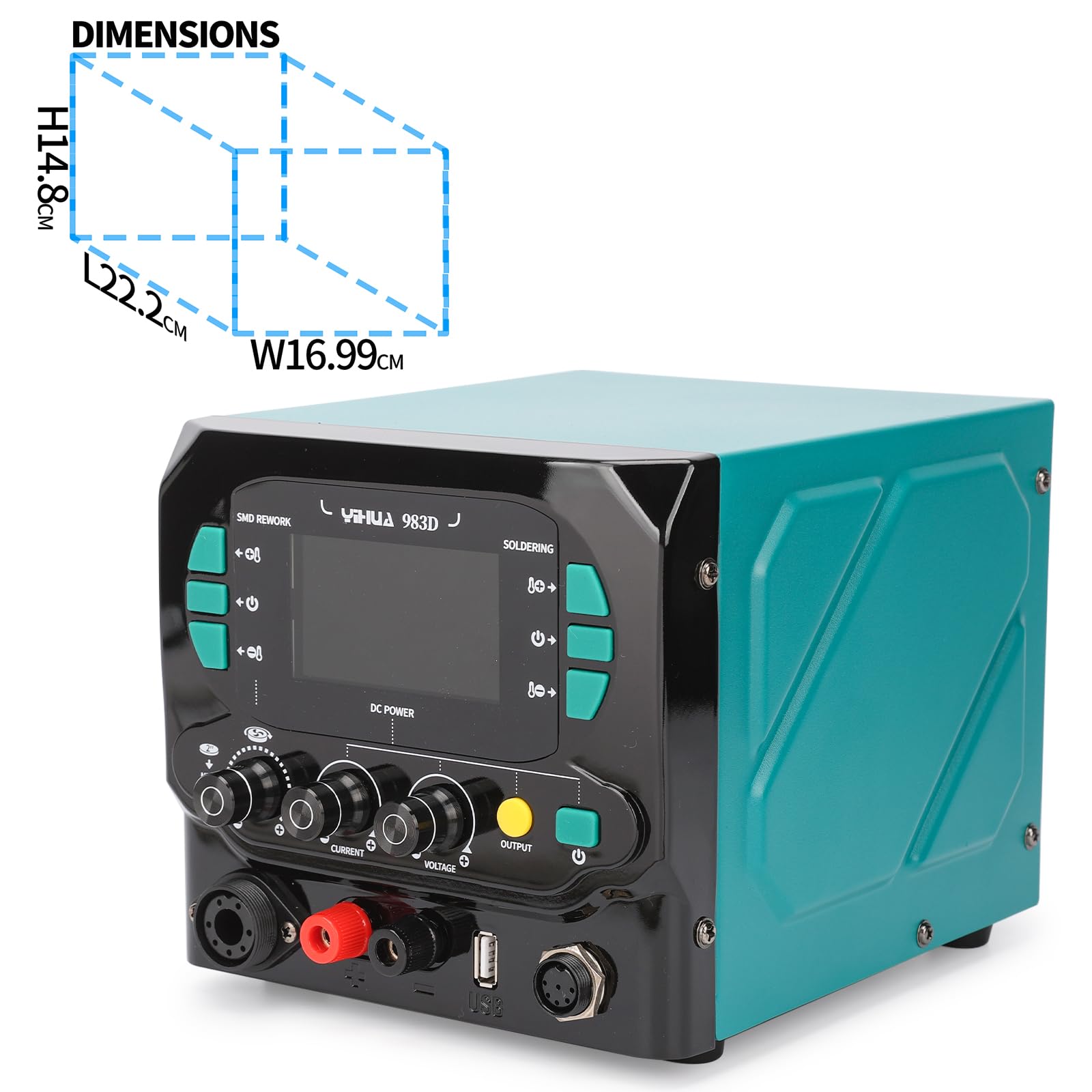 YIHUA 983D 3-IN-1 Mikrolötstation, BGA lötstation mit heißluft, Labor-Gleichstromnetzteil mit variabler Kapazität (EU-Stecker)