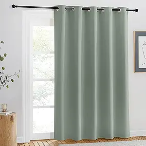 NICETOWN Blackout Sage Green Curtain for Windows 84 inch Long - Thermal Insulated Solid Grommet Room Darkening Drape Sound Reducing for Bedroom/Living Room (1 Panel, W66 x L84)