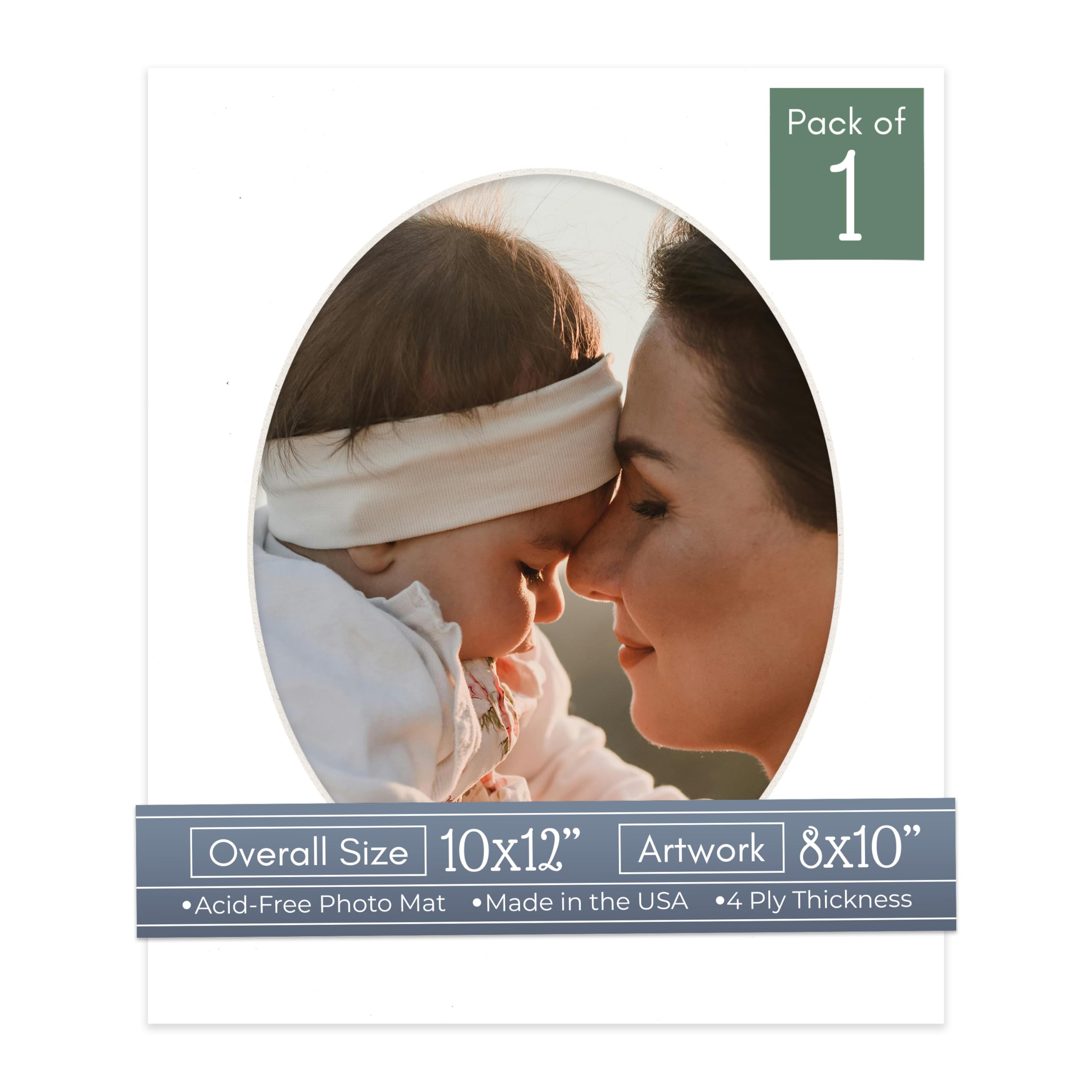 CountryArtHouse White Acid Free 10x12 Oval Picture Frame Mat with White Core Bevel Cut for 8x10 Pictures - Fits 10x12 Frame - Pack of 1 Matboard Show Kit with Acid Free Backing & Clear Bag-image-20