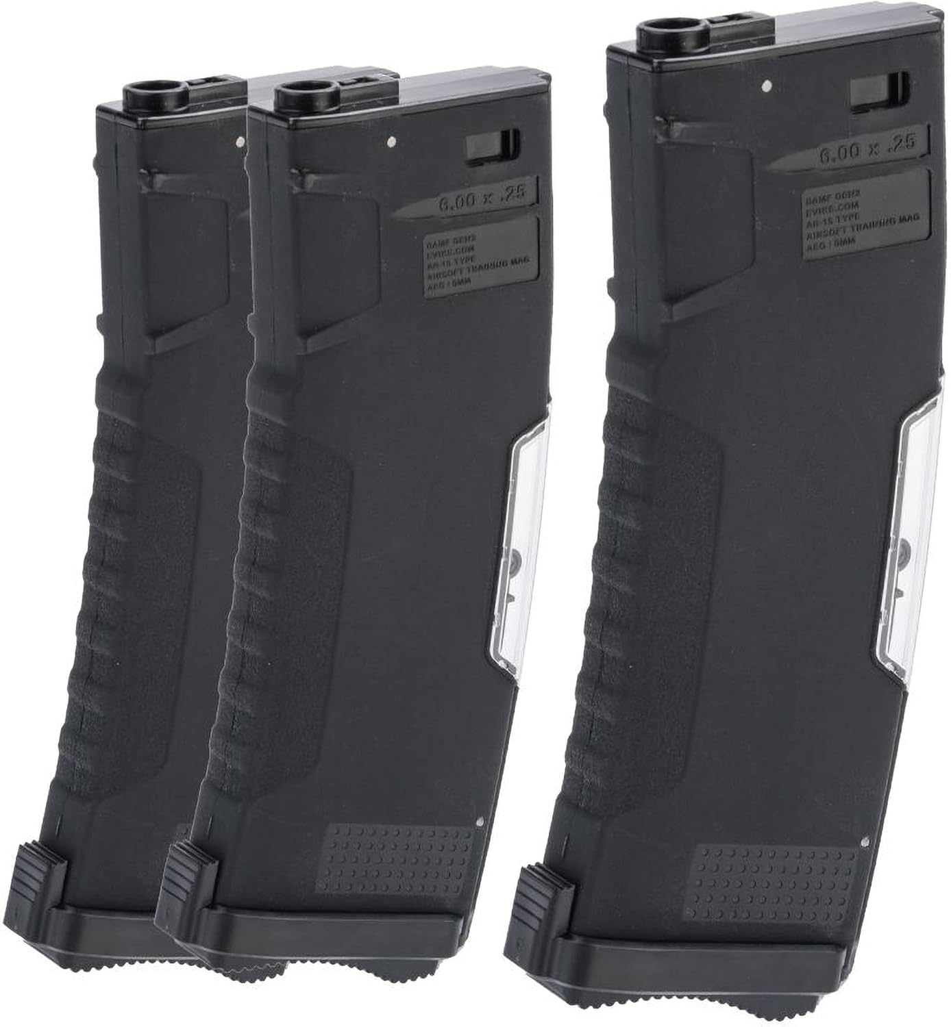 Evike Airsoft - BAMF GEN2 Polymer 450rd Hi-Cap Flash Mag for M4-Style Series Airsoft AEGs (Model: Black / 3 Pack)