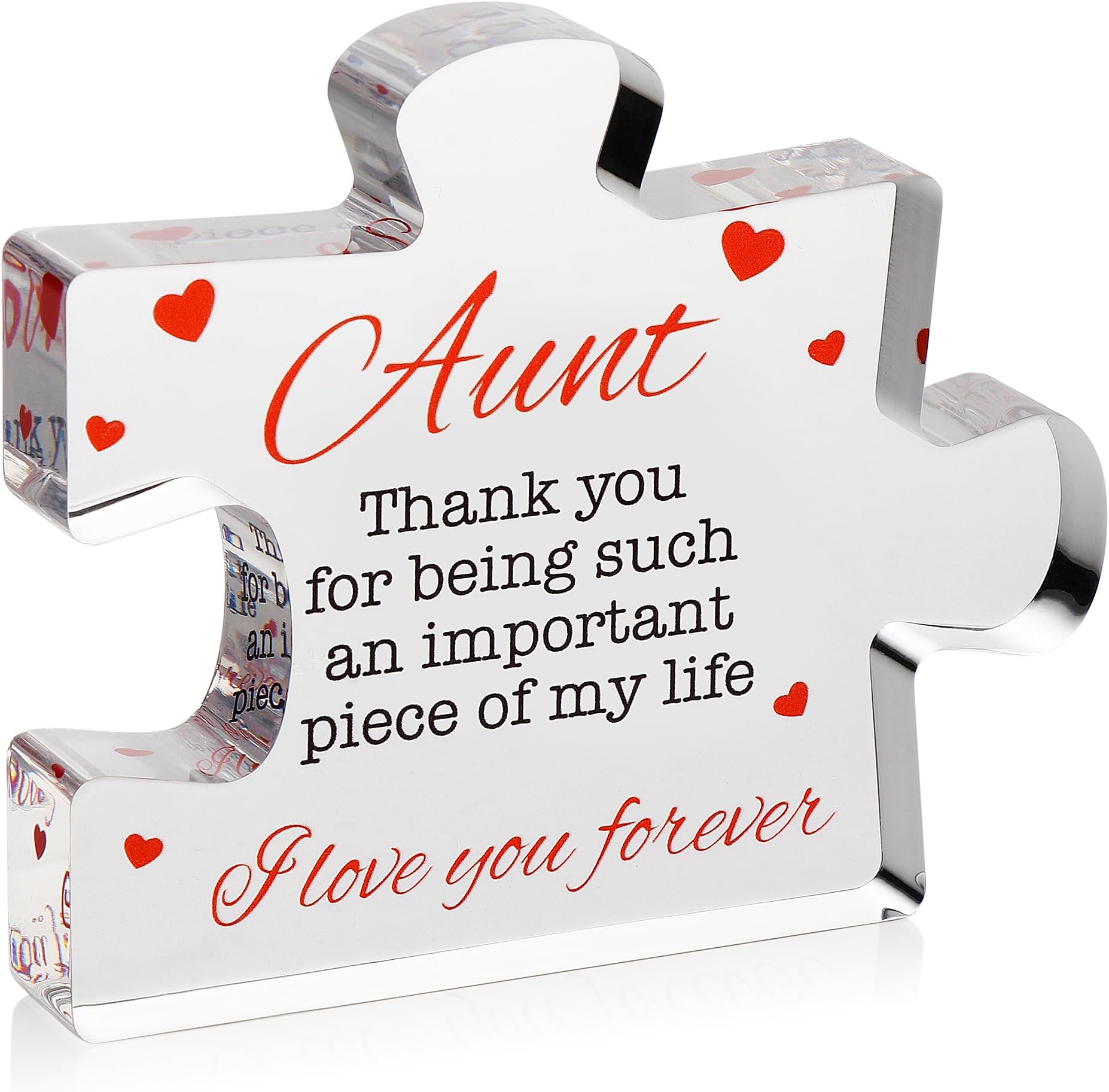 Aunt Gifts - Engraved Acrylic Block Puzzle Aunt Gift 3.35 x 2.76 inch - Cute Aunt Birthday Gifts, Auntie Cool Auntie Gifts, Aunt Gifts from Niece, Aunt Gifts from Nephew