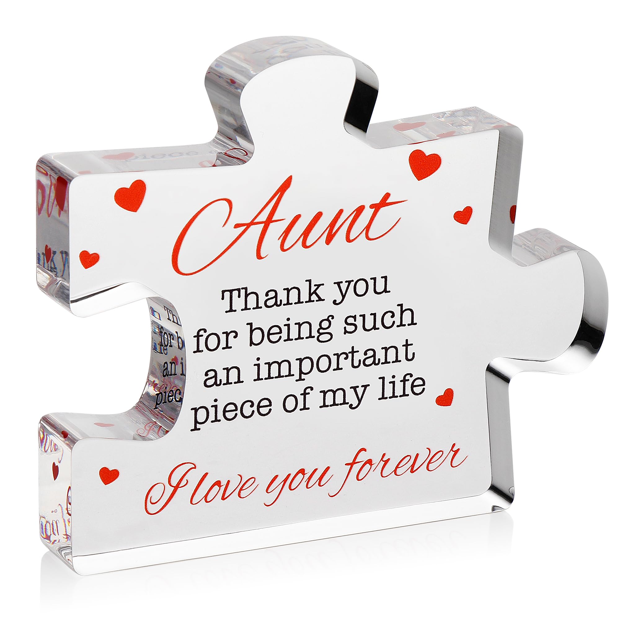 Aunt Gifts - Engraved Acrylic Block Puzzle Aunt Gift 3.35 x 2.76 inch - Cute Aunt Birthday Gifts, Auntie Cool Auntie Gifts, Aunt Gifts from Niece, Aunt Gifts from Nephew