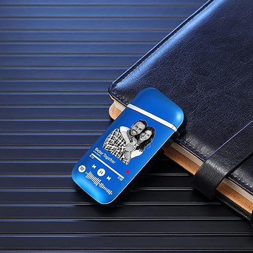 Vista 15 de Encendedor de canción con código de Spotify personalizado, encendedor de arco eléctrico a prueba de viento, interruptor táctil grabado