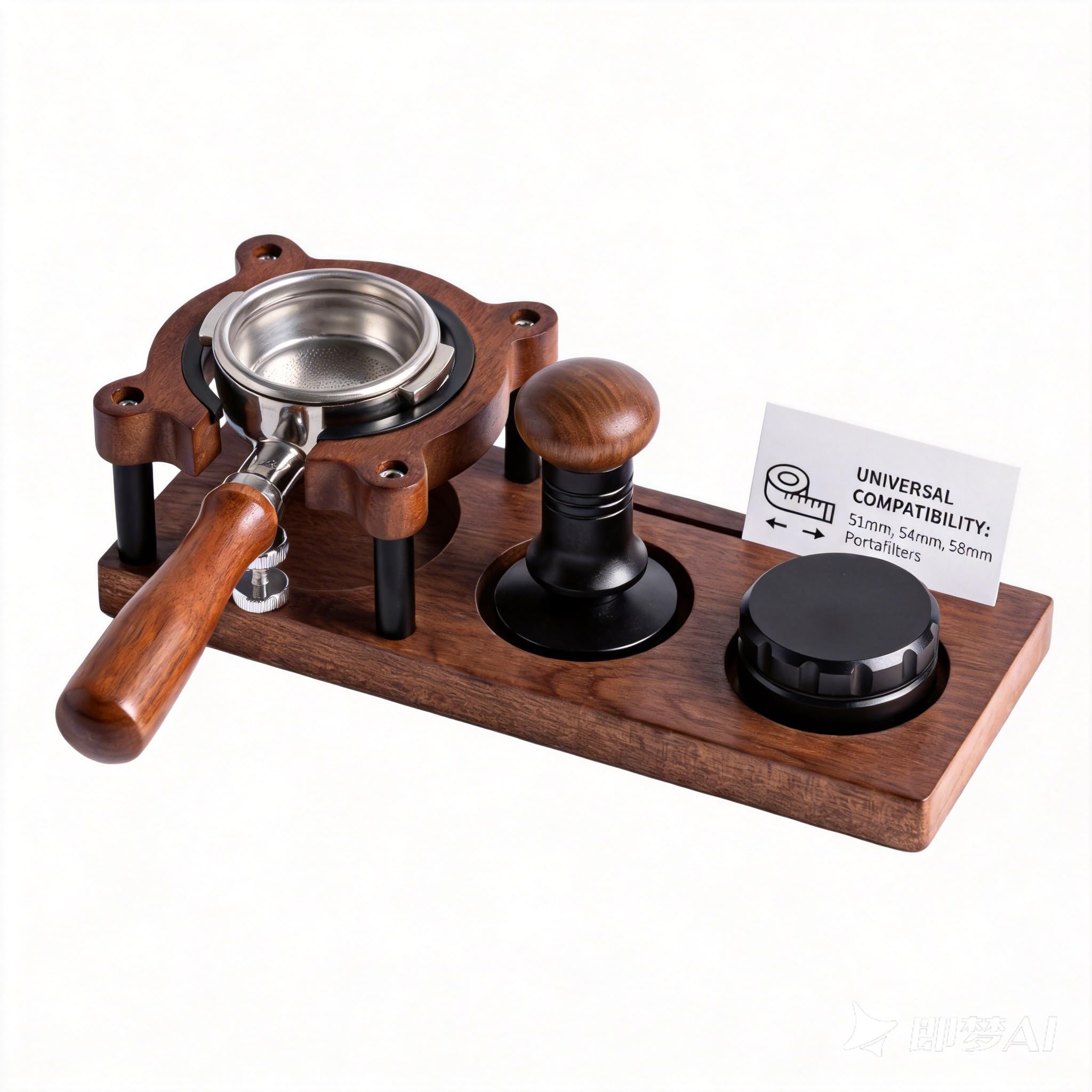 COZYGIFT Espresso Tamping Station Two-Tier Wooden Portafilter (Stand Only)