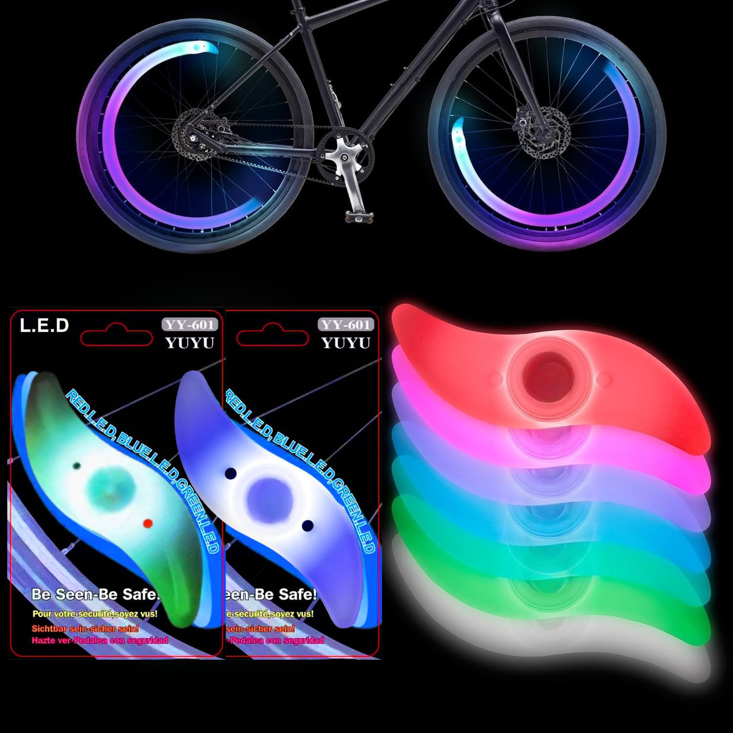 2-Pack LED Bike Wheel Lights - Color Changing Bike Spoke Light - LED Bike Tire Lights for Kids, Adults, Boys, and Girls - Bicycle Accessories for Riding Bikes at Night