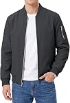WULFUL Men's Bomber Jacket Lightweight Casual Windbreaker Zip Up Coat with Pocket