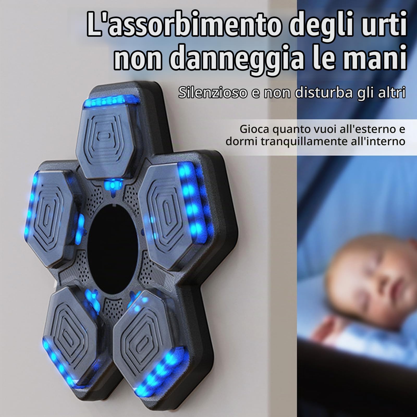 Music Boxing Machine, Boxe Musicale da Parete a LED per Adulti e Bambini Regolabile 5 Modalità Muro di Boxe e Modalità di Conteggio Musicpunch per Modellare Il Corpo Allenamento Della Forza