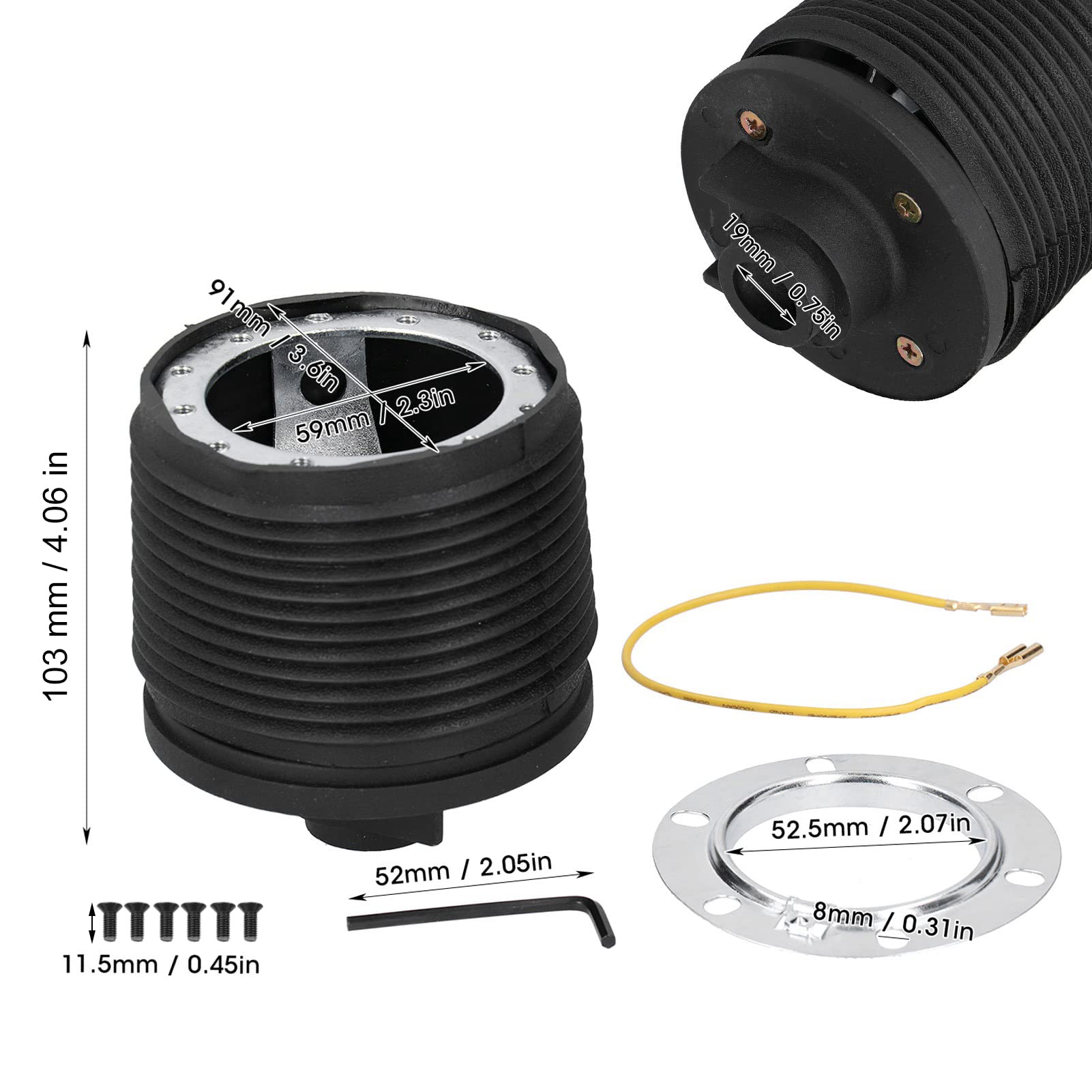 Moyeu de Volant pour 206 1998 2016, Adaptateur de Volant Compatible pour Intérieur d'automobile