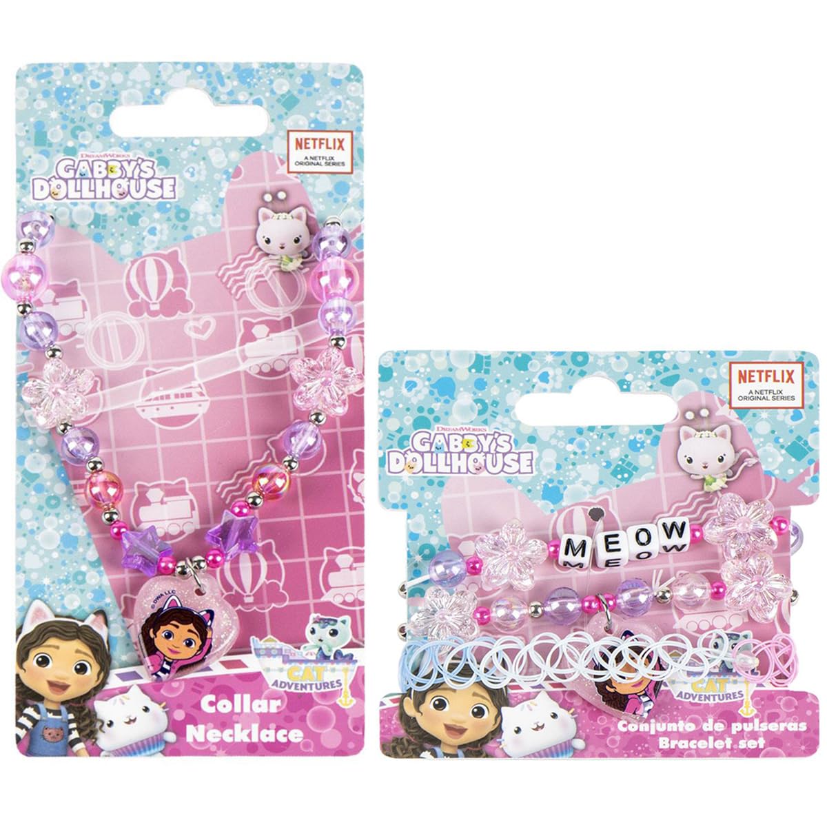 Gabby's Dollhouse – Kit gioielli per bambini (collana + braccialetti) – Set di accessori Gabby Gatto – Gioielli fantasia bambino – idea regalo ragazza