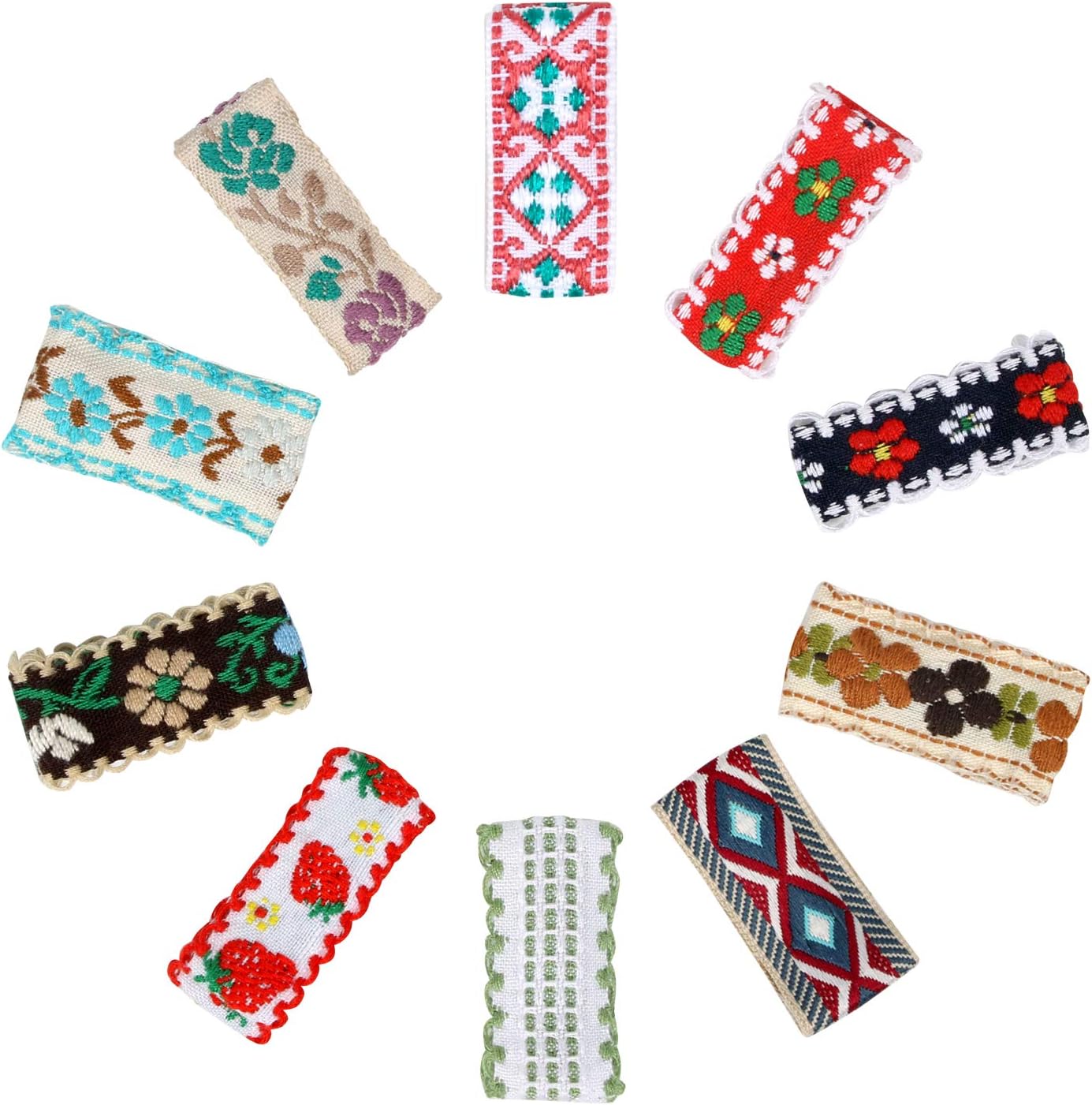 Baby Girls' Embroidered Fully Lined Hair Clips For Toddlers (A-10 pieces)