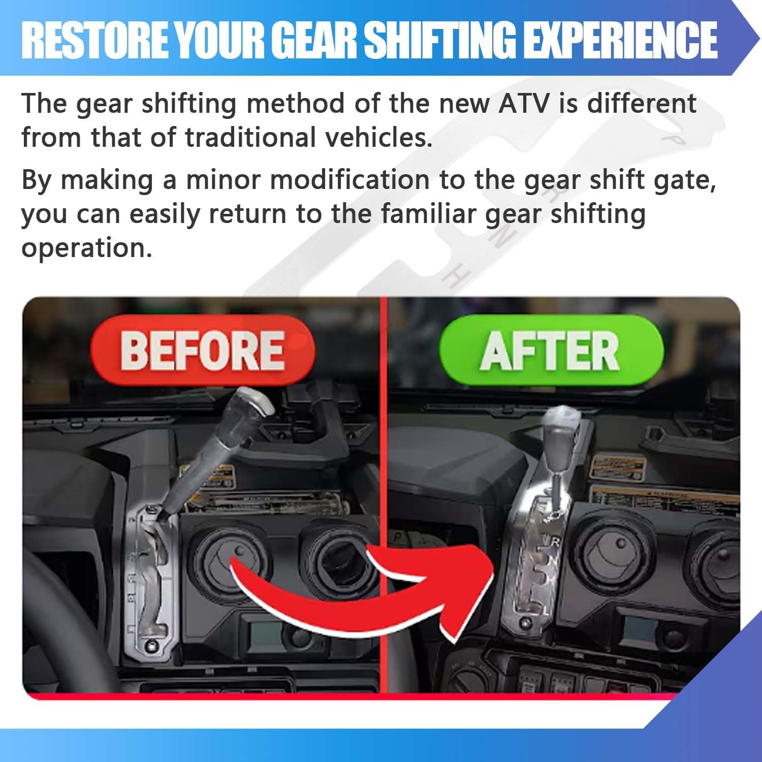 Gear Shifter Gate Plate Overlay Cover Compatible with Can-Am Defender HD8/HD9/HD10 2016-2026 (Offset Reverse Path Style)