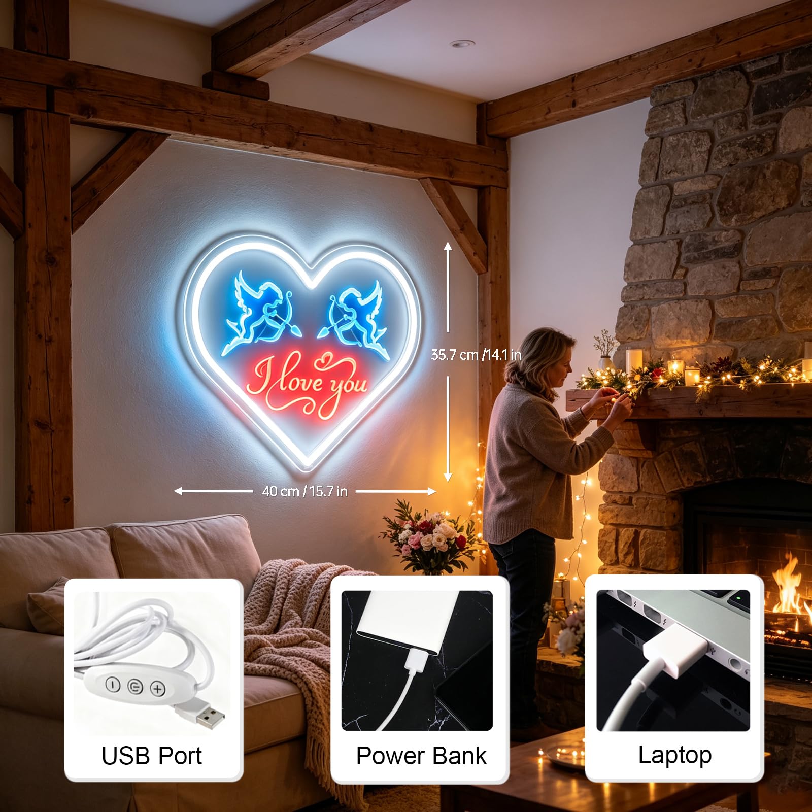 Kształt serca 'I Love You' neonowy znak ścienny wiszący ściemniany zasilany przez USB przezroczysty akrylowy romantyczny neonowy znak LED wewnątrz para dekoracja ścienna znaki LED na randkę