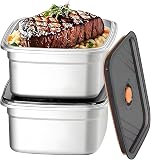 Gamexop Recipientes de acero inoxidable de 1,5 l con tapas para kit de recambio de fiambreras eléctricas, fiambrera bento para preparar comidas, fruta, aperitivos, congelador, paquete de 2 - 1
