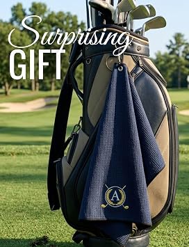 Golf Towel Gifts - Microfiber Golf Towels for Men and Women on Birthday, Christmas, 16'x 24', Black, Initial D