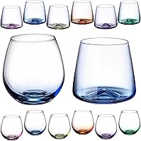 Vista 15 de ColoVie Martini Glasses set of 6,Champagne Flutes set of 6, Stemless, Colored
