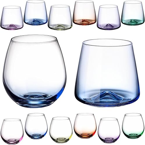 Miniatura 15 de ColoVie Martini Glasses set of 6,Champagne Flutes set of 6, Stemless, Colored