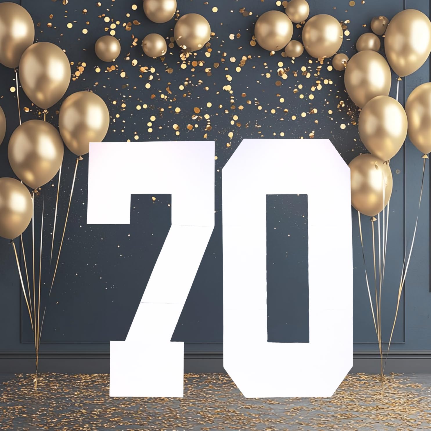 Cardécoray 4Ft Large Cardboard Numbers - Diy Birthday Party Decorations, Giant Number Props, Customizable Freestanding Display Numbers (70)