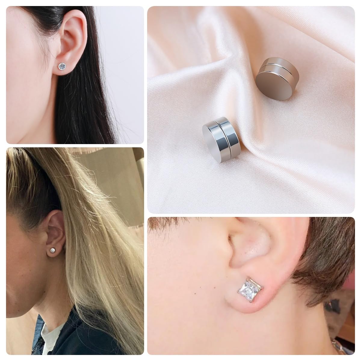 Pendiente Magnético Mujeres Hombres Pendiente Falso No Piercing Clip en Imán Joyería Acero Inoxidable