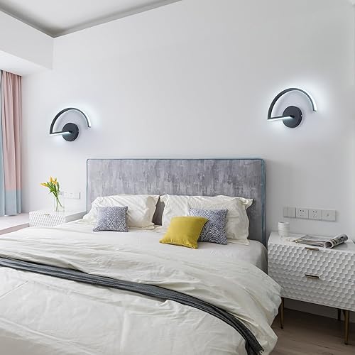 Miniatura 7 de Leniure LED Wall Sconce Modern Wall Lights 10W Black Indoor Wall Lamp for Hallway Bedroom Living Room 6500K Cool White