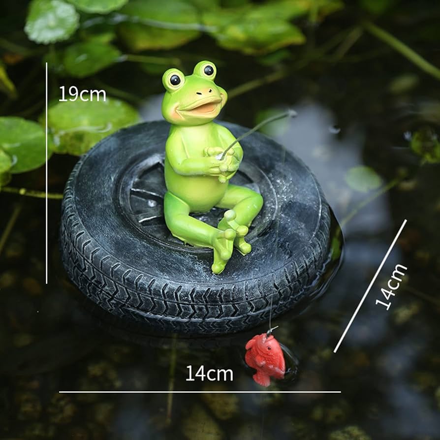 Amazon.co.jp: 釣りカエル像の彫刻、池の水槽の風景造園浮遊水