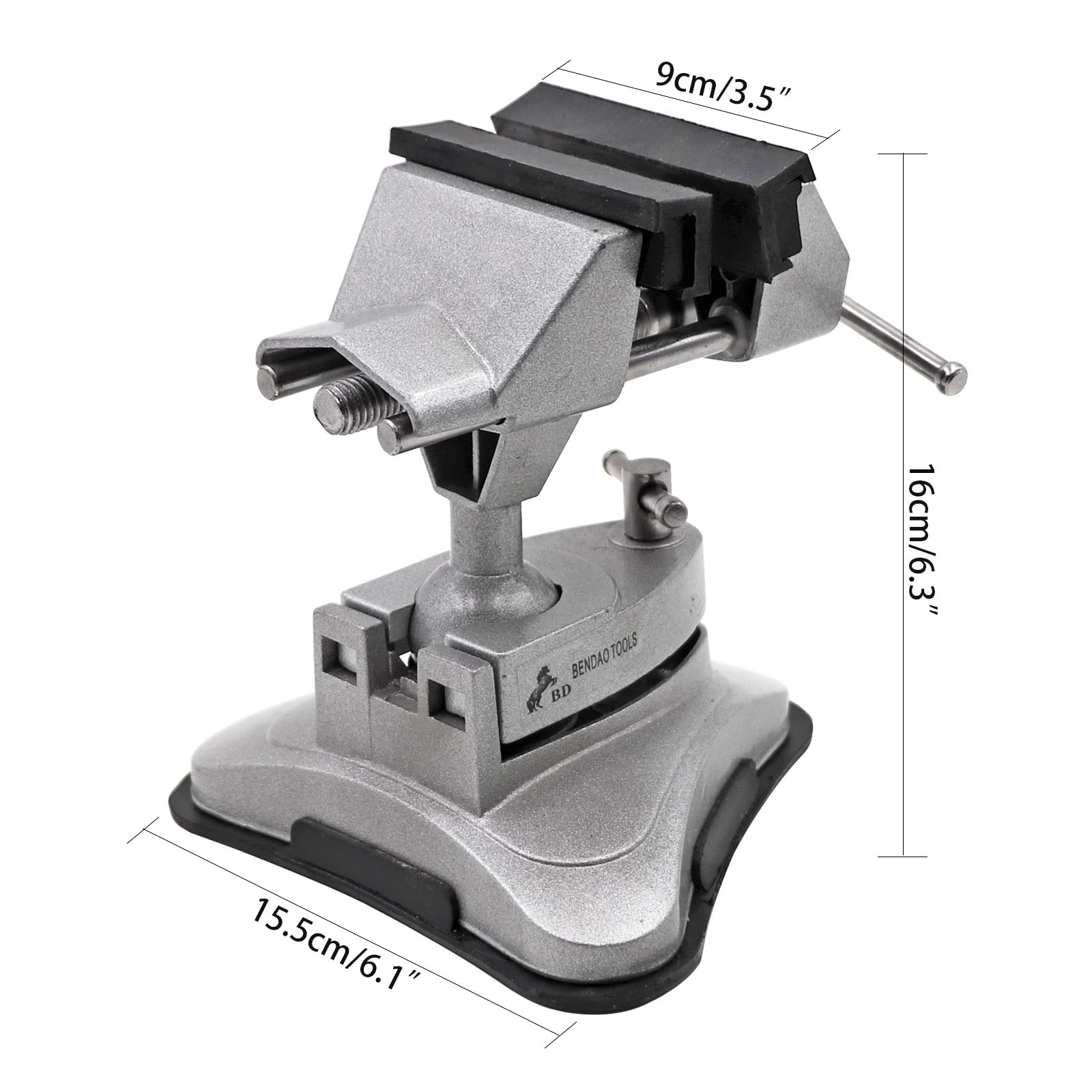 M.Z.A. Tornillo de banco portátil con base de vacío y cabezal giratorio de 360° y potente ventosa giratoria multiángulo para reparaciones de bricolaje, modelado, pintura y manualidades
