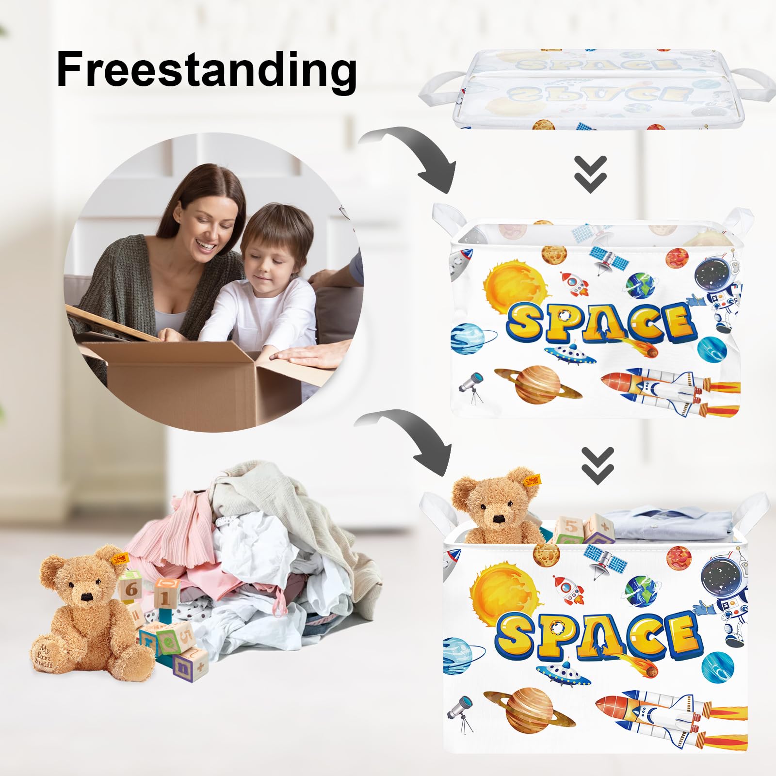 Clastyle Space Laundry Hamper Cosmic Book Storage Basket for Bathroom Parent Storage Box to Organize Toy Clothes - Image 3
