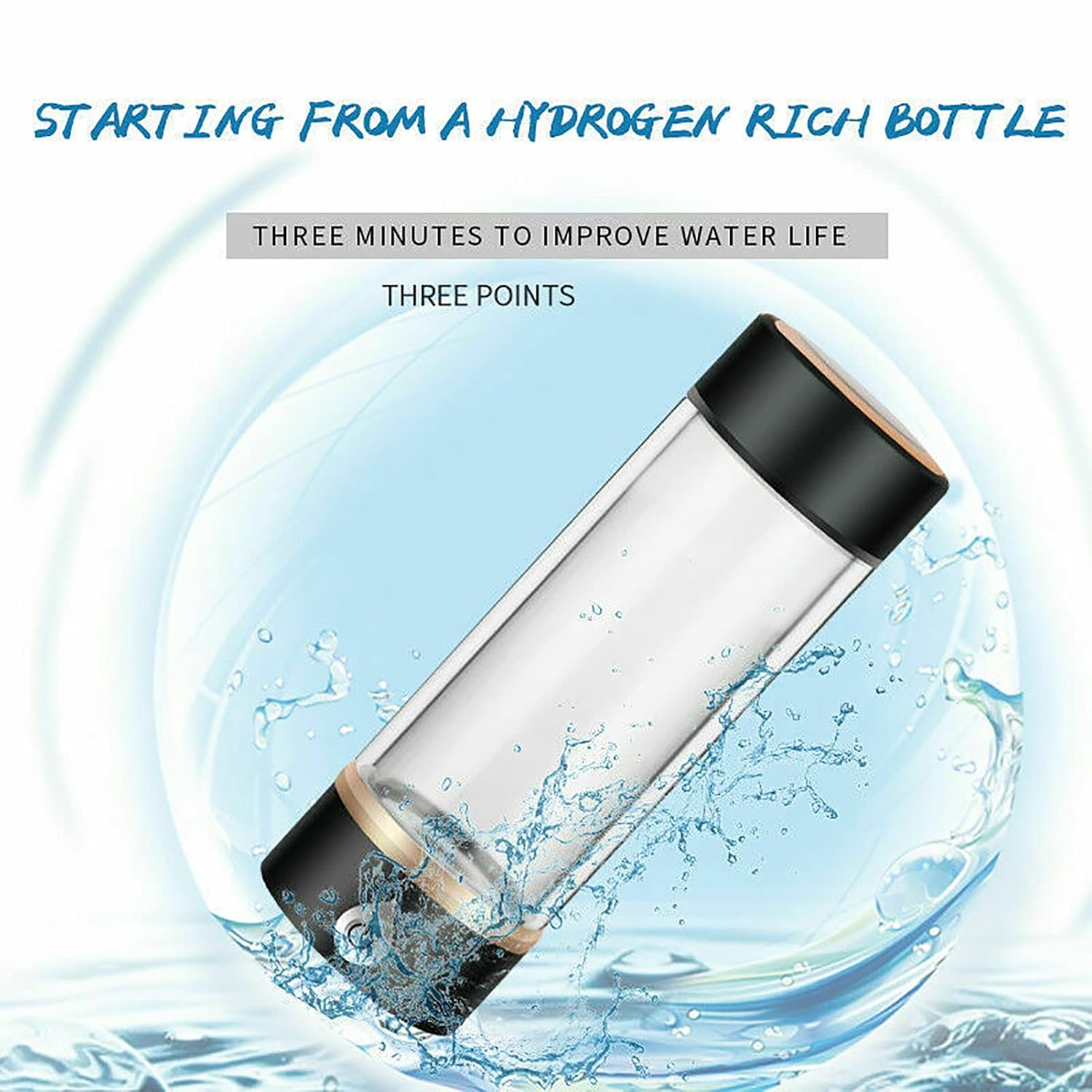 Hydrogen Rich Water Bottle Portable Hydrogen Water Generator Ionizer with SPE and PEM Technology 3-mins Make Hydrogen Content Up to 1200-1500 PPB 420 ML(Silver)