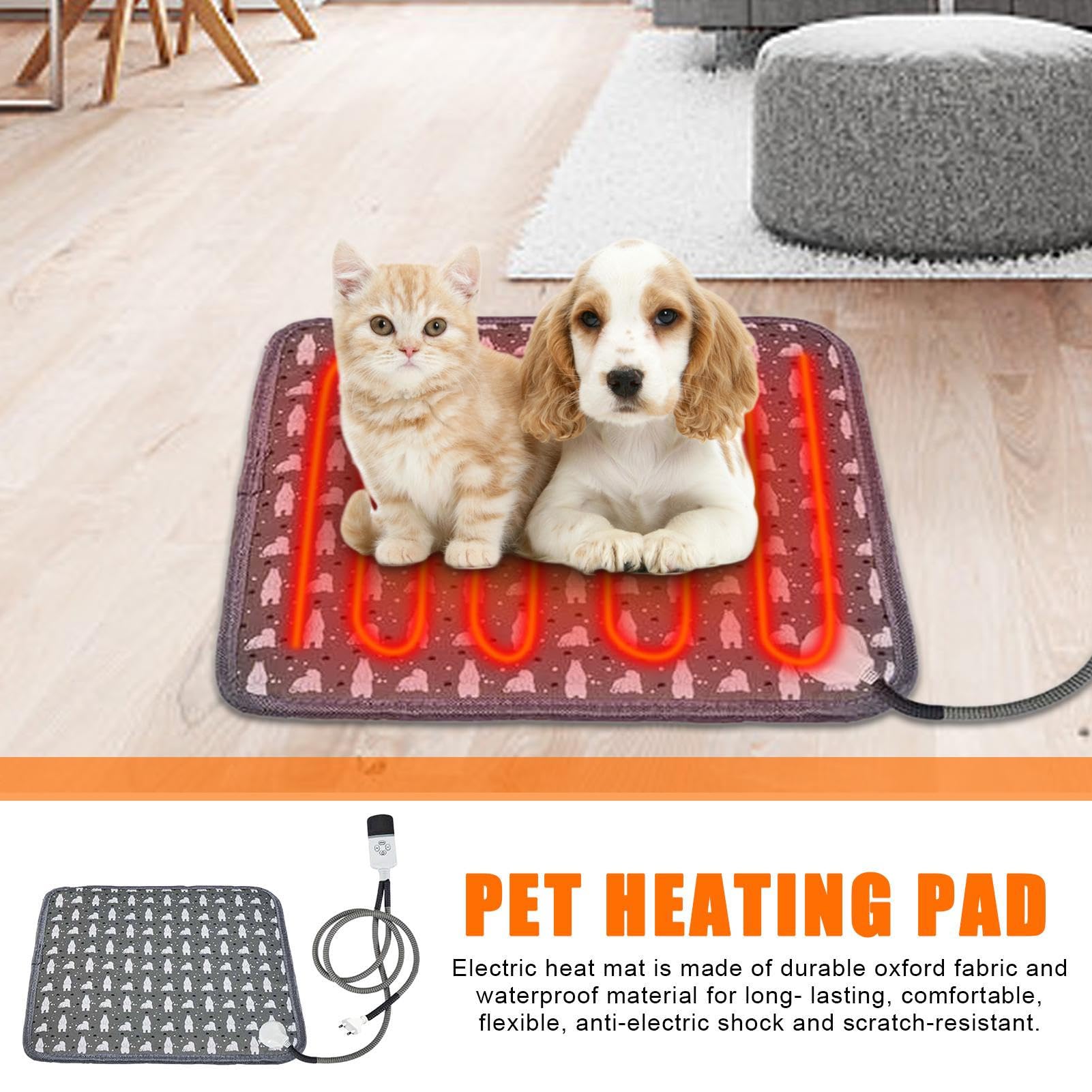 bellv Coussin Chauffant pour Chat | Coussin Chauffant pour Chat avec Affichage LED et minuterie | Tapis de Couchage Chaud en Coton rembourré pour Animaux de Compagnie, pour Niche, Chambre à Coucher
