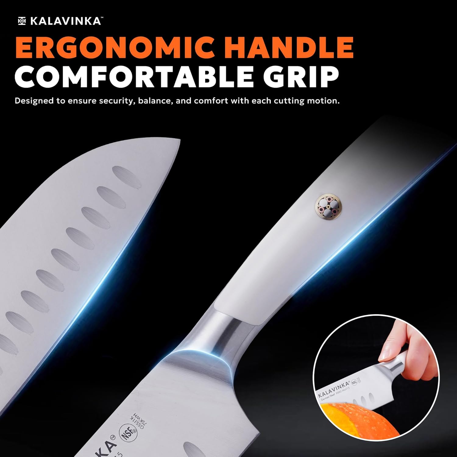 7 Inch Santoku Knife, German Stainless Steel, Razor Sharp Multipurpose Kitchen Knife with Balanced Handle and Gifted Sheath, Grilling Tools (SAMJNA)