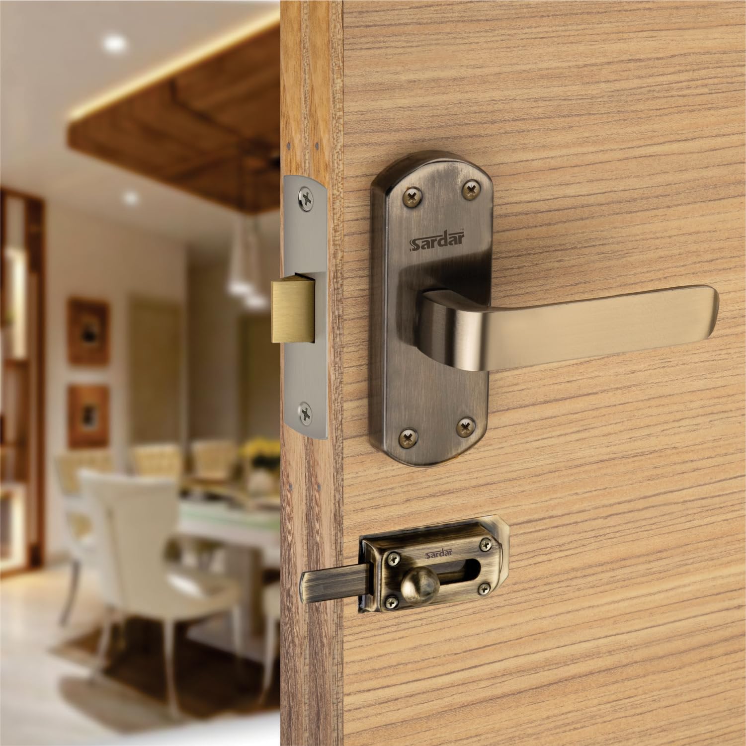 SARDAR 07 Antique 5" Iron Bathroom Door Handle Set with Keyless Baby Latch-Tower Bolt/Push to Close Latch (with Door Latch) (B0CPVNZKZV) Amazon Price History, Amazon Price Tracker