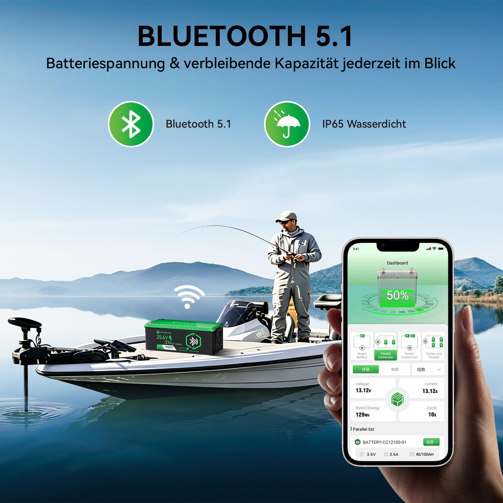 24 V 314 AH LiFePO4 Lithium Batterie, mit 200A BMS Max 8038 Wh Energie 15000 Zyklen Lebensdauer, ideal für Wohnmobil, Boot, Camping & Off-Grid Solarsysteme