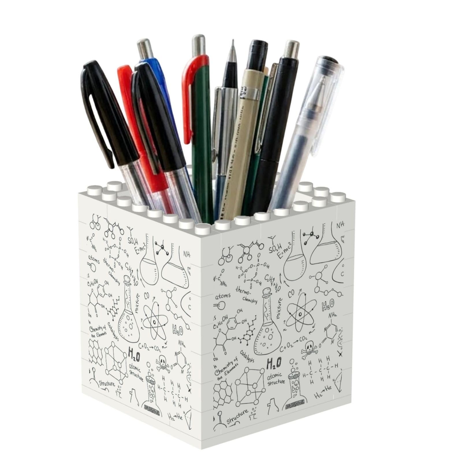 Poadnly Chemistry Print Black White, Pen Pot Pencil Holder for Office Home School, Compact Desk Organiser for Office Stationery