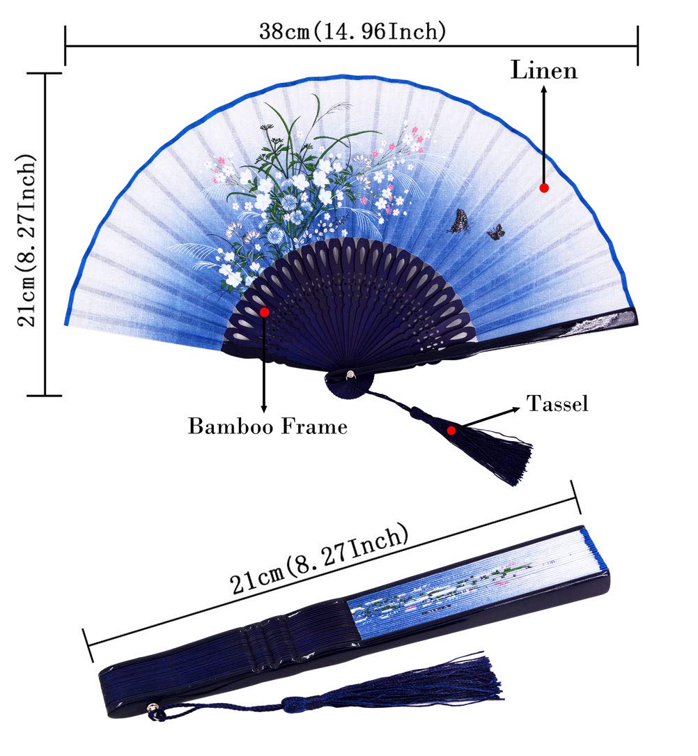 Silk Bamboo Folding Fan, 21cm Hand-Crafted