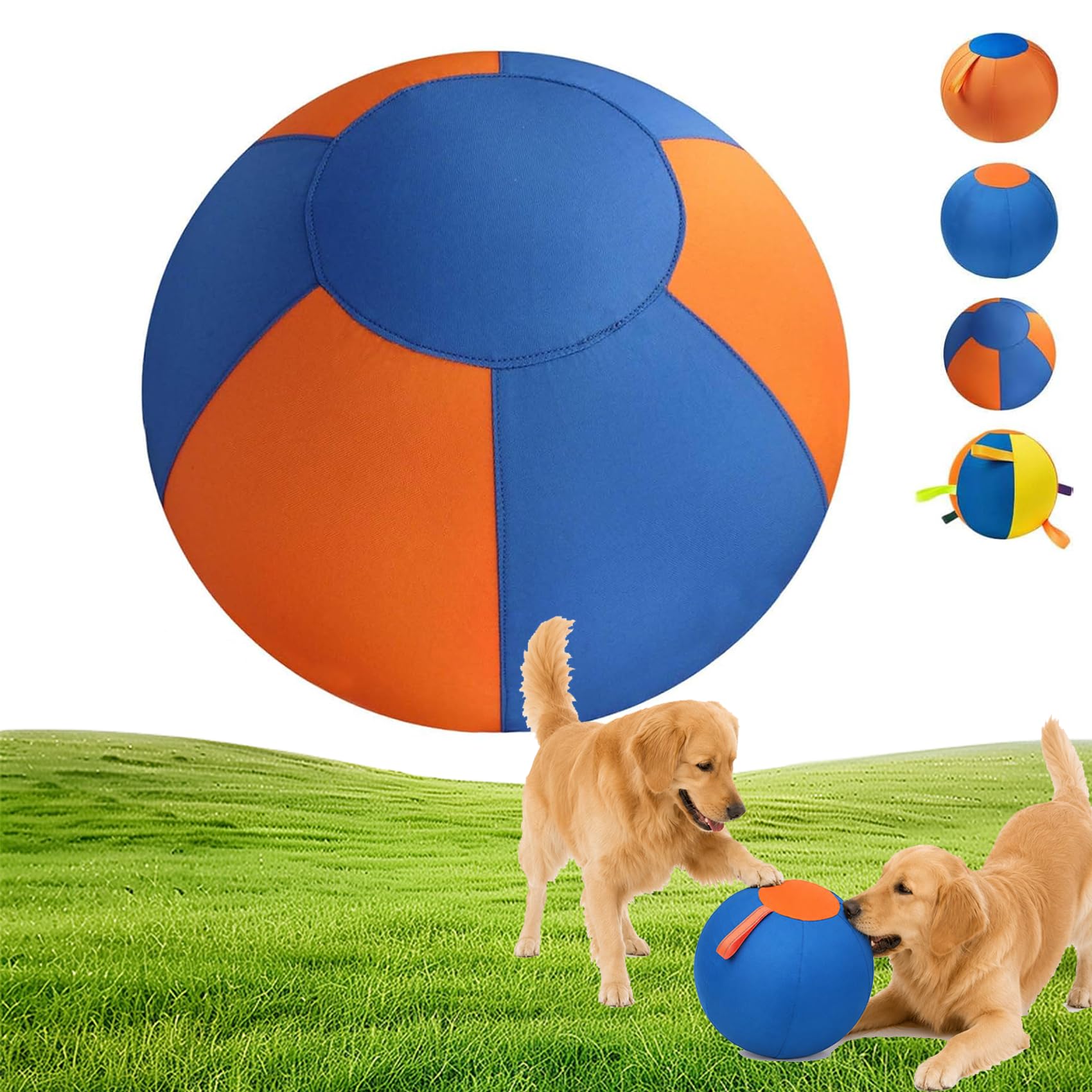 Lentiva Norden Treibball, Treibball für Hunde, ufblasbarer Herding Ball für mittlere & große Rassen, Kau- und kratzfester Hüteball mit Handschlaufe, Riesen Hundeball für Outdoor Training (B,55 CM)