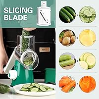 Vista 3 de Cambom Rallador giratorio de queso, triturador de queso de manivela para queso fresco, verduras, nueces, base de succión antideslizante, cepillo