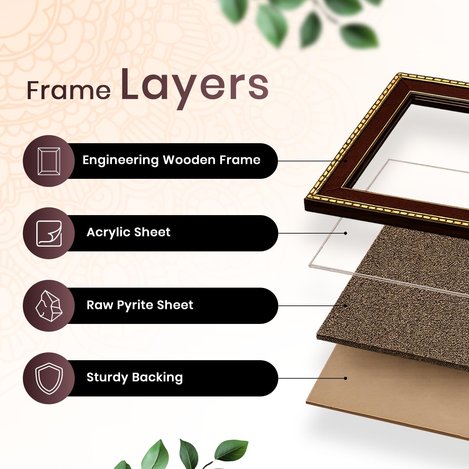 Healing Raw Pyrite Stone Frame 7 Running Horses Wall Decor for Wealth, Success & Money Attraction | Home, Office & temple 7.5x7.5”in