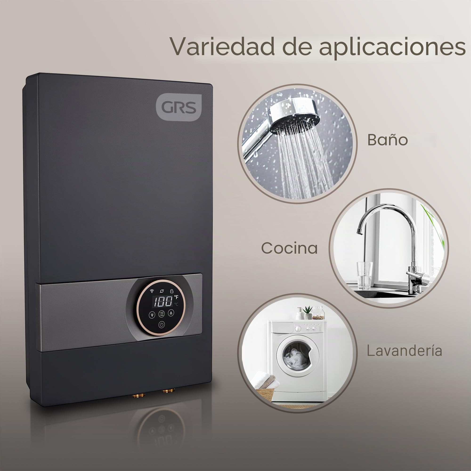 GRS Calentador de agua eléctrico sin tanque 13 KW 240 V, calentador de agua caliente instantáneo para toda la casa con pantalla digital, ducha y cocina