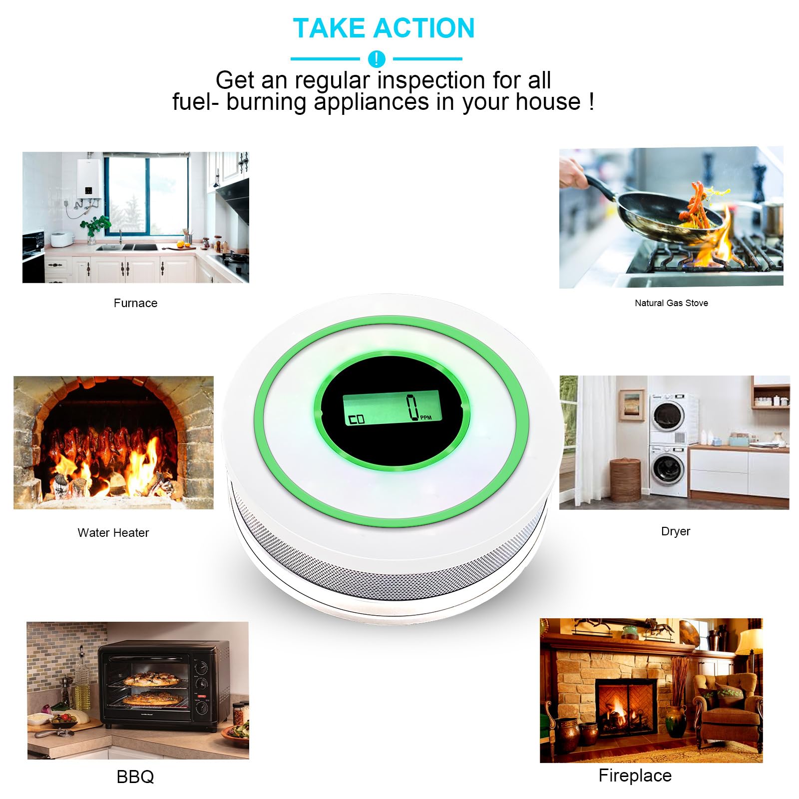 3Pack Smoke Alarm and Carbon Monoxide Detector, Smoke Alarm and Carbon Monoxide Alarm,CO Detector With Led Display Screen - Image 3