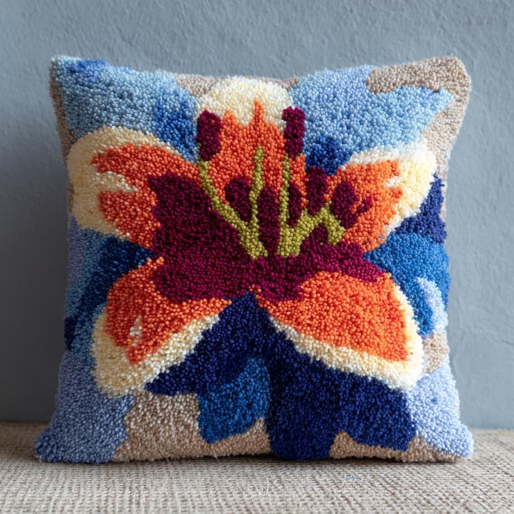 WallustrioaW Latch Hook Cushion Kit for Adults Beginners,Lily Flowers
