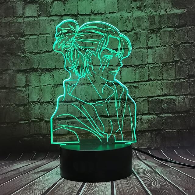 Eren Yeager Night Light 3D LED Table Lamp Shingeki No Kyojin Anime Mood Lamp USB Remote16 Color Table Desk Lamp Sleep Lava Lamp Baby Nursing Lamp Kids Toy Boy Bedroom Decor Birthday Xmas Gift