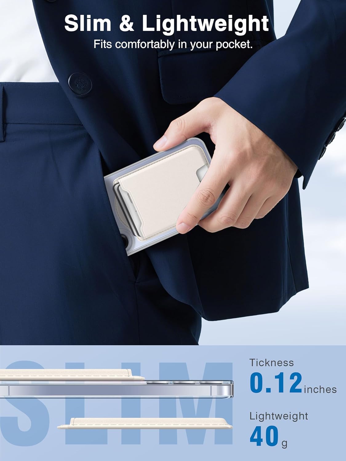 TopMade for MagSafe Wallet, Magnetic Wallet for Samsung Galaxy S25/S24 Series and Galaxy Z Fold 7 with Magnetic Case and iPhone 16/15/14/13/12 Series, Fits 4 Cards, Milky White