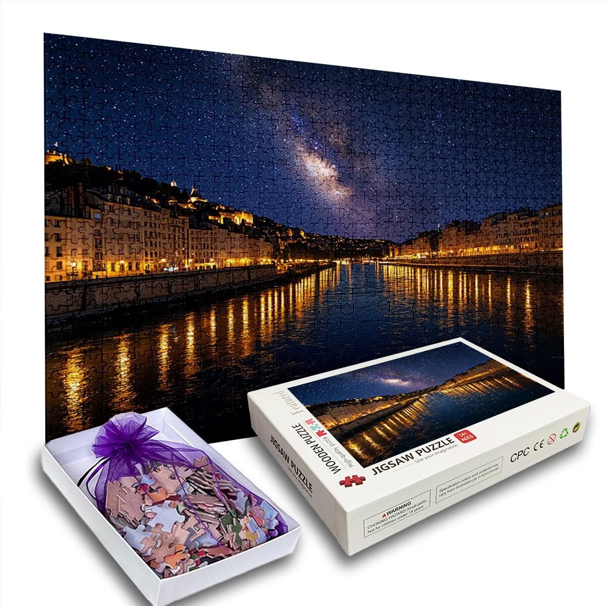 Puzzle 3000 Piezas, Puzzle Paisaje con Caja Regalo para Adultos, Rompecabezas de Madera, Rompecabezas Desafiante Decoracion Navidad, Regalo Mujer, Cuadros Decoracion Salon Modernos, (Starry Night) H-3